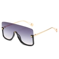 Oversized trendy star sunglasses with purple gradient lenses and gold metal temples - Black Frame Double Gray Lens