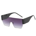 Oversized one-piece sunglasses with purple gradient lenses and wide black temples - Black Frame Double Gray Lens