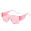 Oversized pink wrap-around sunglasses with one-piece lens and wide temples - Pink Frame / Pink Lens