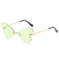 Occhiali da sole a farfalla senza montatura con lenti verde chiaro e aste dorate - Disponibile / Montatura Oro Verde