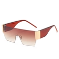 Lunettes de soleil oversize dégradées marron avec branches rouges et détails dorés - Monture Thé Verres Thé Dégradé
