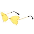 Fashionable rimless butterfly-shaped sunglasses with yellow lenses and golden metal temples - Ready Stock / Gold Frame Yellow Lenses