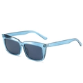 Translucent light blue square sunglasses with grey lenses and stylish trimmed edges - Blue Frame Grey Lens