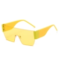Oversize bright yellow shield sunglasses with a modern one-piece flat lens design - Yellow Frame Yellow Lens