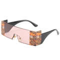 Lunettes de soleil masque avec imprimé serpent orange et verres roses transparents - Rose
