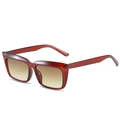 Chic oversized square sunglasses with translucent red frames and brown gradient lenses - Tea Frame Gradient Tea Lens