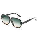 Lunettes de soleil carrées noires avec verres dégradés vert-orange et clous métalliques - Monture Noire Verres Vert Jaune