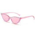 Pink cat-eye sunglasses with colorful rhinestones and translucent resin frame - Pink Frame / Pink Lens