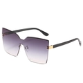 Modische randlose Oversize-Sonnenbrille mit lila Verlaufsgläsern und Gold-Scharnieren - Schwarzer Rahmen Doppelt Graue Linse
