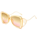 Lunettes papillon orange avec verres dégradés et accents d'ailes en métal doré - Monture Thé Verres Thé Rose