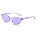 Purple cat-eye sunglasses with sparkling rhinestones and translucent resin frames - Purple Frame / Purple Lens