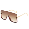 Oversized gradient brown sunglasses with gold star studs and hollow metal temples - Tea Frame Gradient Tea Lens