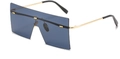 Gafas de sol cuadradas sin montura con lentes azules translúcidas y montura de metal oro - Montura Dorada Lente Gris