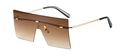 Modern oversized rimless flat top sunglasses with gradient brown lenses and gold frame - Gold Frame Gradient Tea Lens