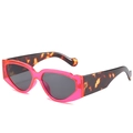 Occhiali da sole cat-eye rosa trasparenti con stanghette tartarugate vista laterale - Montatura Rosa Rosso Lenti Grigie