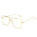 Classic gold double-bridge square metal eyeglass frames with a retro minimalist design - Gold Frame