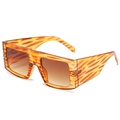 Oversized vierkante zonnebril met luipaardprint, brede pootjes en bruine gradiënt glazen - Geel Patroon Frame Thee Verloop Lenzen