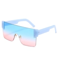Frameless oversized square sunglasses with blue to pink gradient lenses and clear temples - Blue Frame Blue Pink Lens