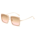 Occhiali da sole quadrati oversize alla moda con montatura beige e lenti sfumate - Taglia unica / Montatura Beige Lenti Marrone Rosa