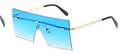 Oversized square rimless sunglasses with blue gradient lenses and gold metal temples - Gold Frame Gradient Blue