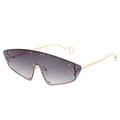 Moderne Katzenaugen-Sonnenbrille mit lila Verlaufsgläsern und goldfarbenen Nieten - Goldrahmen Verlaufs-Graue Gläser