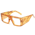 Occhiali da sole squadrati flat top con motivo tigre ambrato e aste spesse da donna - Montatura Gialla Lenti Trasparenti