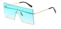 Oversized square rimless sunglasses featuring blue gradient lenses and gold metal temples - Gold Frame Gradient Green
