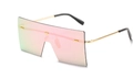 Oversize square rimless sunglasses with pink-gold gradient lenses and gold metal temples - Gold Frame Pink Lens