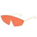Retro cat-eye shield sunglasses with orange-red lenses and gold stud embellishments - Ready Stock / Standard (Incl. 13% VAT) Gold Frame with Wine Red Lenses