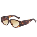 Retro-Sonnenbrille mit dickem Schildpatt-Rahmen und bernsteinfarbenen Verlaufsgläsern - Leoparden-Rahmen / Teebraune Gläser