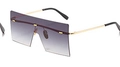 Square oversized rimless sunglasses with purple gradient lenses and gold temples - Gold Frame Gradient Gray Lens