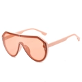 Übergroße Monoblock-Sonnenbrille mit rosa Rahmen und orange-rosa Verlaufsgläsern - Rosa Rahmen / Rosa Gläser