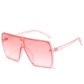Oversize square sunglasses with pink gradient lenses and transparent frames - Pink Frame Gradient Pink Lens