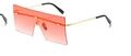 Fashionable oversized square shield sunglasses with orange gradient lenses and gold frames - Gold Frame Gradient Red