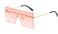 Oversized square rimless sunglasses featuring pink gradient lenses and golden metal temples - Gold Frame Gradient Pink