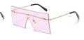 Stylish square oversized rimless sunglasses with pink lenses and gold metal temples - Gold Frame Solid Purple Lenses