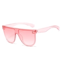 Moderne, übergroße, rosa transparente randlose Sonnenbrille mit Verlaufsgläsern - Standardgröße / Rosa Rahmen / Rosa Gläser