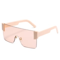 Pink rimless oversized square sunglasses with trendy gradient peach lenses and metal bridge - Light Pink Frame Light Pink Lens