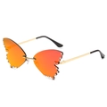 Fashion butterfly sunglasses with orange gradient lenses and sparkling diamond accents - Ready Stock / Gold Frame Red Mirrored Lenses