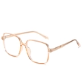 Quadratische transparente Brille in Champagner mit Blaulichtfilter und Vollrand - Transparentes Tee-Braun