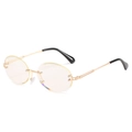Frameless oval sunglasses with gold metal frame and yellow gradient lenses for women - Ready Stock / Standard Gold Frame Plain Eyeglasses