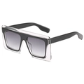 Oversized square sunglasses with double-layered black and transparent frame and grey lenses - Transparent Black Frame Double Grey