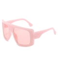 Chic pink oversized square sunglasses for women with trendy transparent retro lenses - Pink Frame / Pink Lens