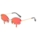 Fashion teardrop sunglasses with red gradient lenses and silver rhinestone accents - Ready Stock / Standard Gold Frame with Red Lens