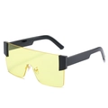 Frameless oversized square sunglasses with yellow lenses and black temples for women - Black Frame Yellow Lens