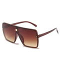 Oversized square sunglasses with brown gradient lenses and red-brown transparent frames - Tea Frame Gradient Tea Lens