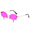 Fashion sunglasses with rose pink melting tear lenses and crystal drops on gold metal frame - Ready Stock / Standard (Incl. 13% VAT) Gold Frame Purple Lenses