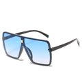 Oversized square sunglasses with blue gradient lenses and decorative rice rivets - Black Frame Gradient Blue