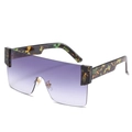 Rimless square oversized sunglasses with purple gradient lenses and tortoiseshell temples - Tortoise Frame Grey Lens