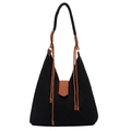 Borsa tote in maglia nera con manici in corda marrone e design boho vintage - Nero